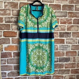 GUC Blue and Green Shift dress with lining